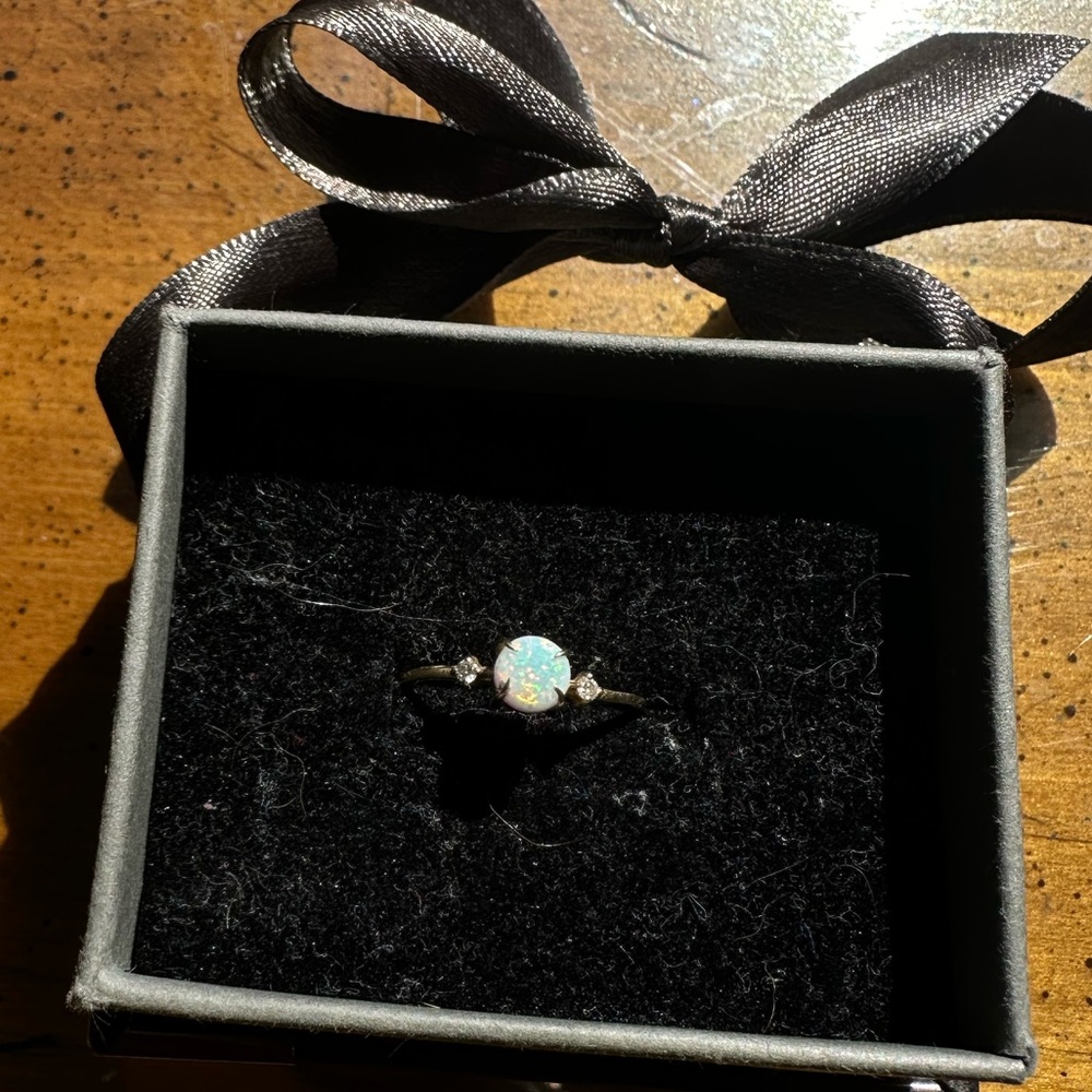 Genuine white opal ring